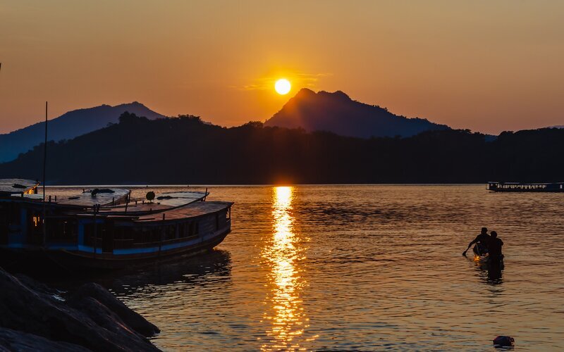 Sonnenuntergang am Mekong