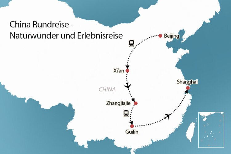 China Rundreise 2 Wochen Reiseroute