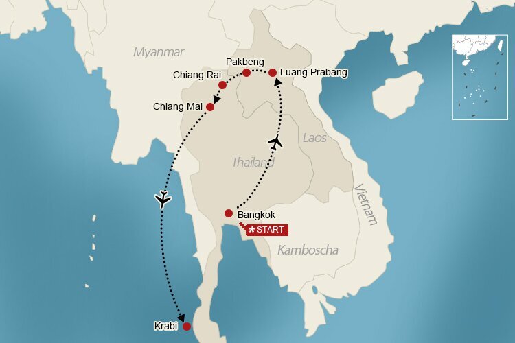 Thailand laos Reiseroute