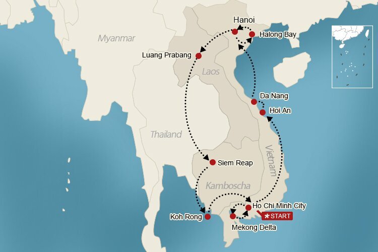 3 Wochenn Indochina Rundreise