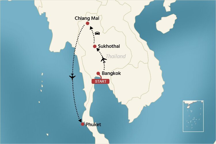 Thailand Reiseroute mit Badeurlaub 10 Tage